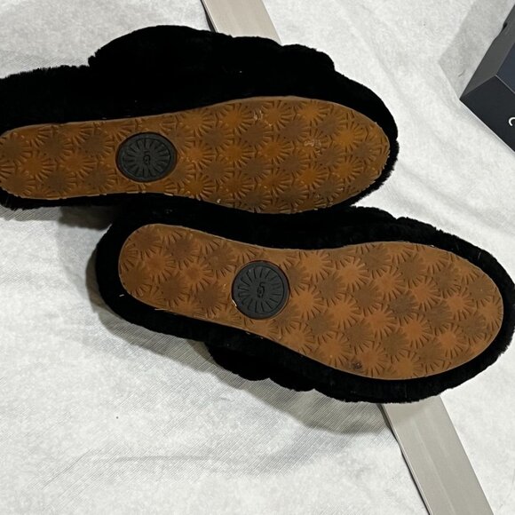 UGG Fluff Yeah Shearling Slingback Slides Black Women's 8 - Picture 7 of 12